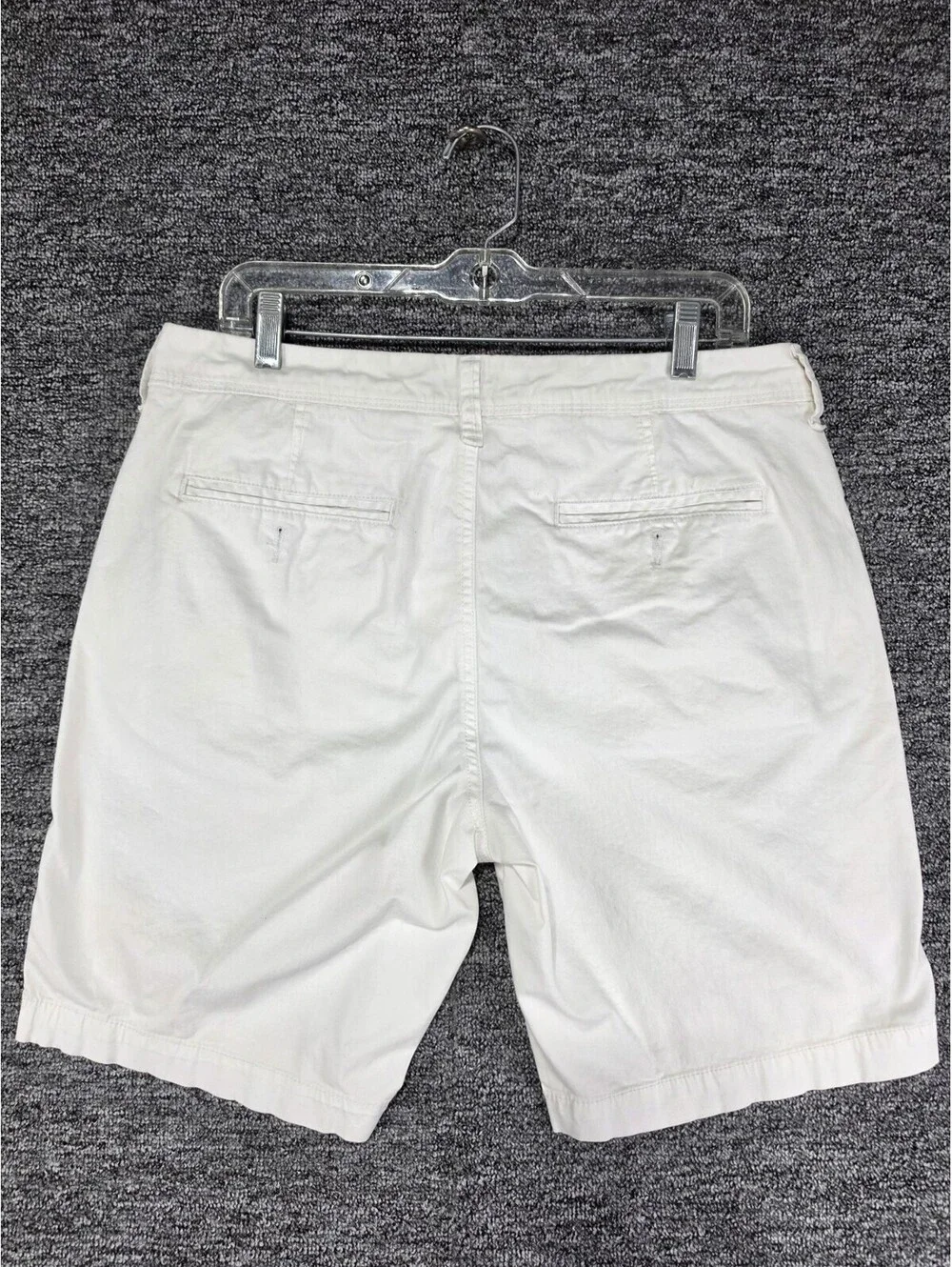 AERO Chino Shorts Men Cotton Stretch Flat Front Solid White Button Pockets